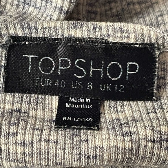 TopShop Crop Ribbed Tank Top Blue Cream Size 8 - Picture 4 of 6